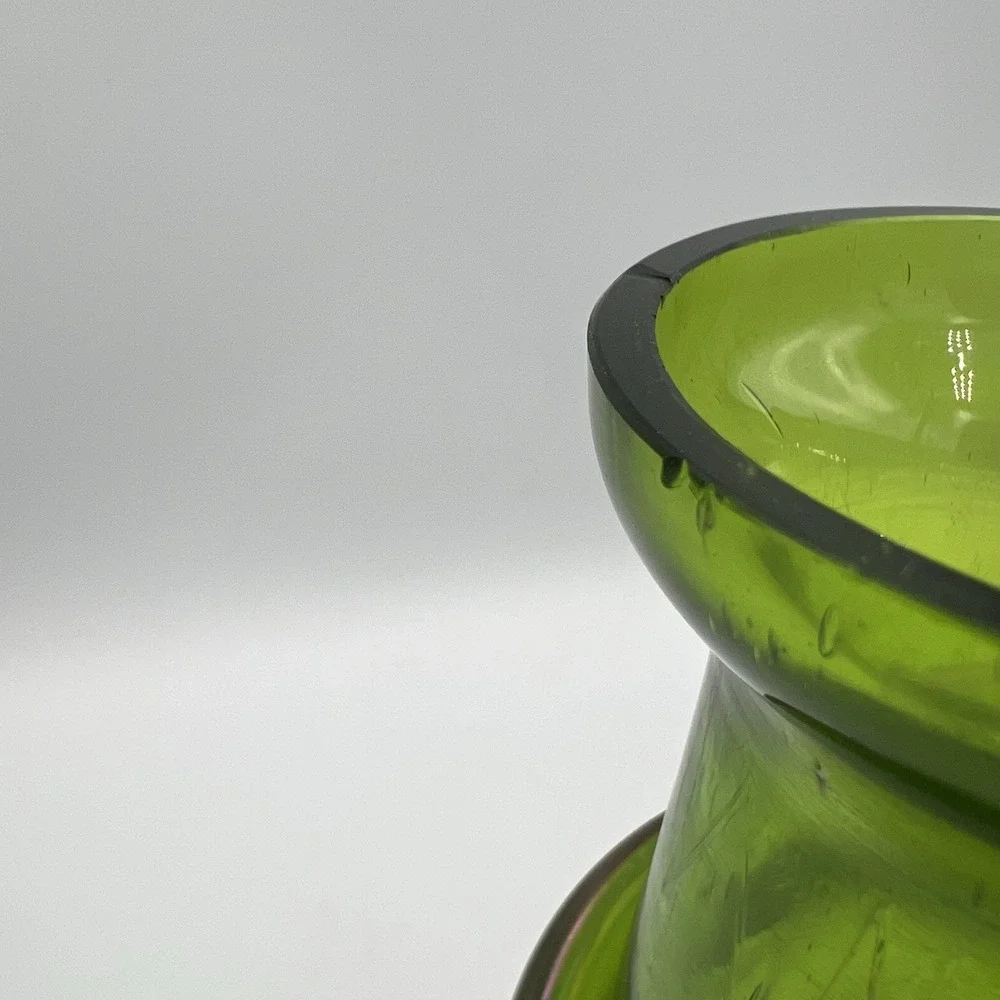 Antique Rindskopf‎ Snake Vase Bohemian Art Glass Olive Iridescent ca.1900